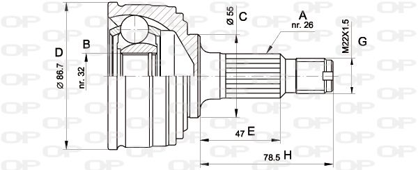 OPEN PARTS Šarnīru komplekts, Piedziņas vārpsta CVJ5049.10